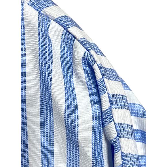 BKE Boyfriend Button Shirt Colorblock Coastal Blue Green Striped Womens M Tag - Picture 6 of 12